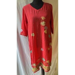 Indian Kurta Women Tunic Top Beads Sequin Embroidery Handmade